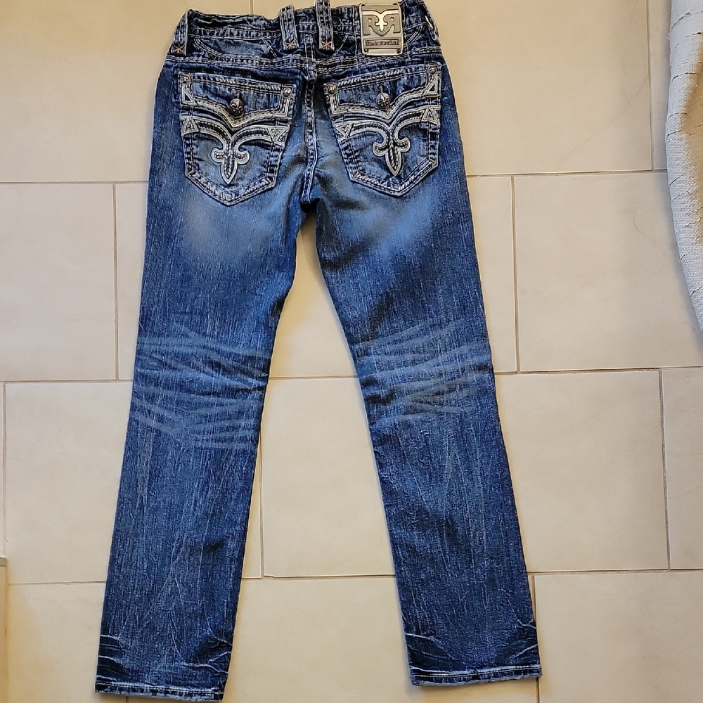 Men's Rock Revival Distressed Blue Jeans Size 30